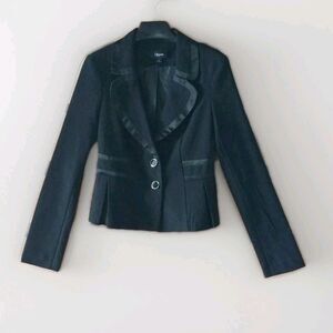 IZ Byer Black Button Blazer Womens Size Small Fancy Tux Style Flare READ DESCRIP